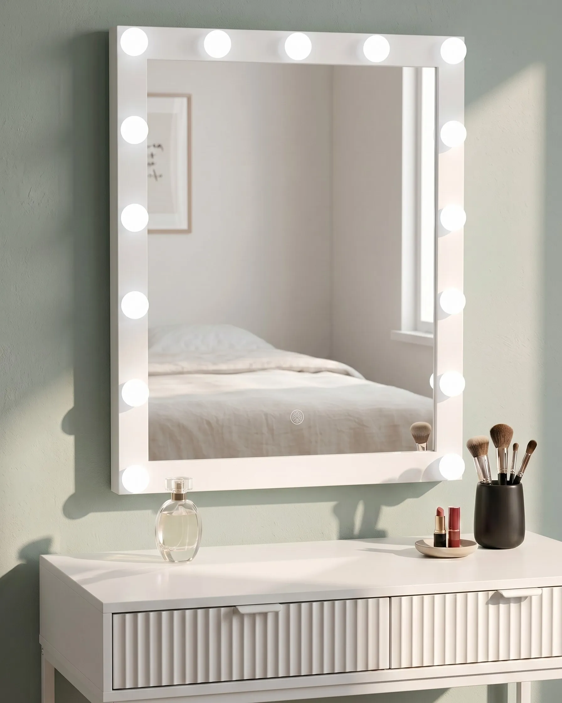 Badrumsspegel med LED ODENAS 50 cm 60 cm Vit_756944