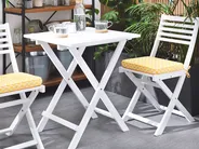 Bistro Set with Cushions Folding FIJI Acacia Wood White_764394