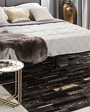 Rug ARTVIN Brown 200 x 200 cm Leather_1176391