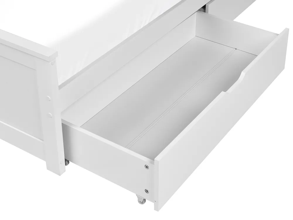 Bed with 4 Drawers OLENDON Pine Wood White 120 x 200 cm (EU Small Double)_1082230