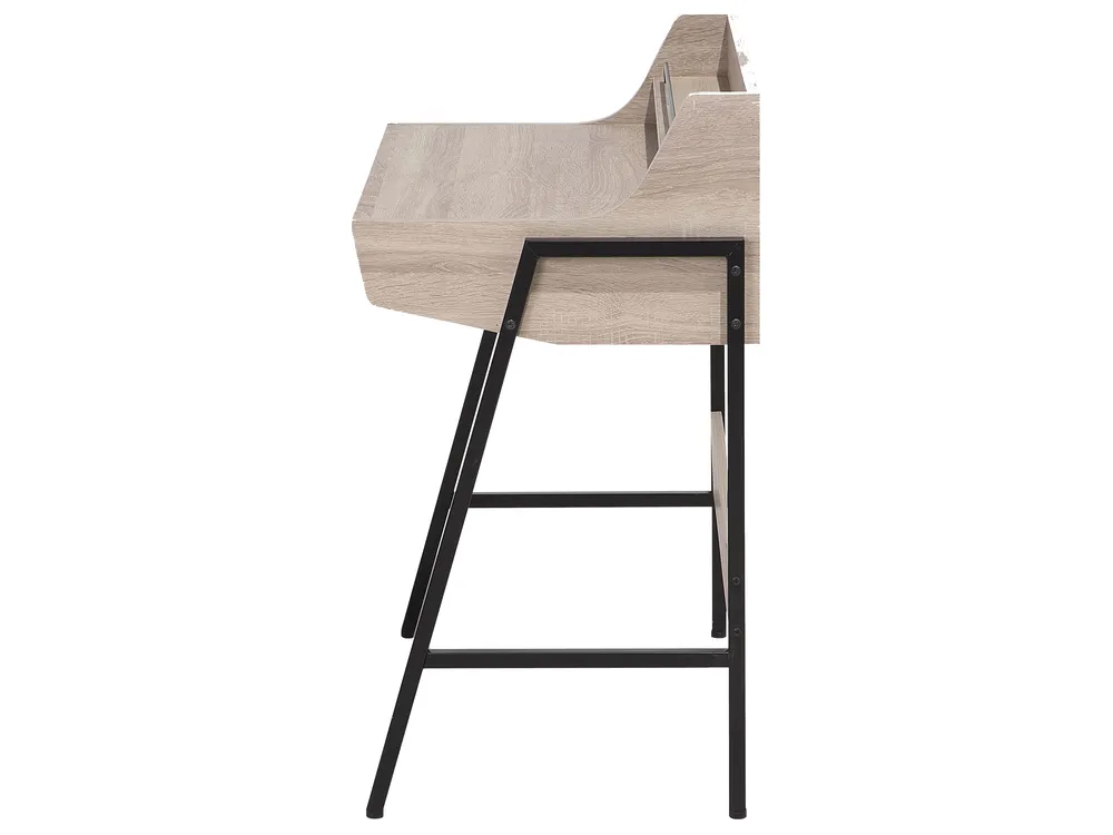 Työpöytä hyllyllä BROXTON 77 cm 46 cm laatikoilla Vaaleanruskea_710663