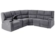 Electric Recliner Corner Sofa 5 Seater ROKKE with USB Port Fabric Dark Grey Left Hand_799639