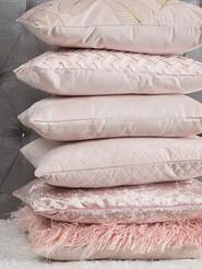 Set of 2 Decorative Cushions TITHONIA 45 x 45 cm Pink Chevron Pattern_770205