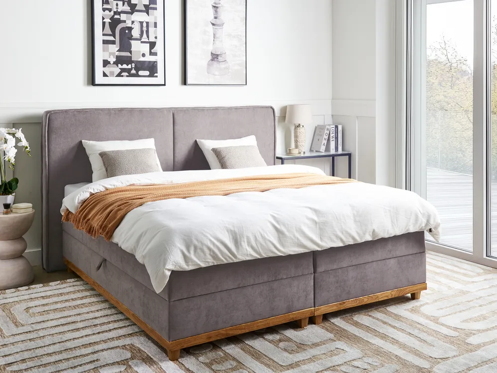 Divan Bed with Storage DYNASTY Fabric Taupe 180 x 200 cm (EU Super King)_953965