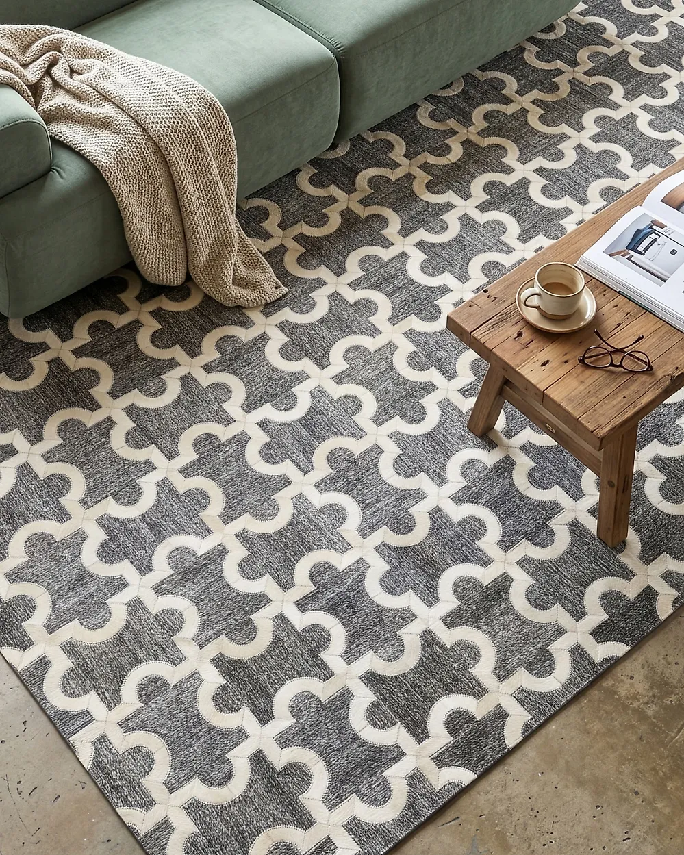 Rug YEDISU Dark Grey 160 x 230 cm Leather_1177404
