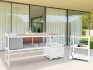 3 Piece Outdoor Kitchen Set with Sink ORTISEI White Metal_983924