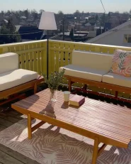 Garden Lounge Set with Table 2 Seater GIAVENO Acacia Wood Off-White_994074