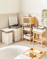 Set of 5 Baskets ELLA Willow Wood White 50/86 L_939833