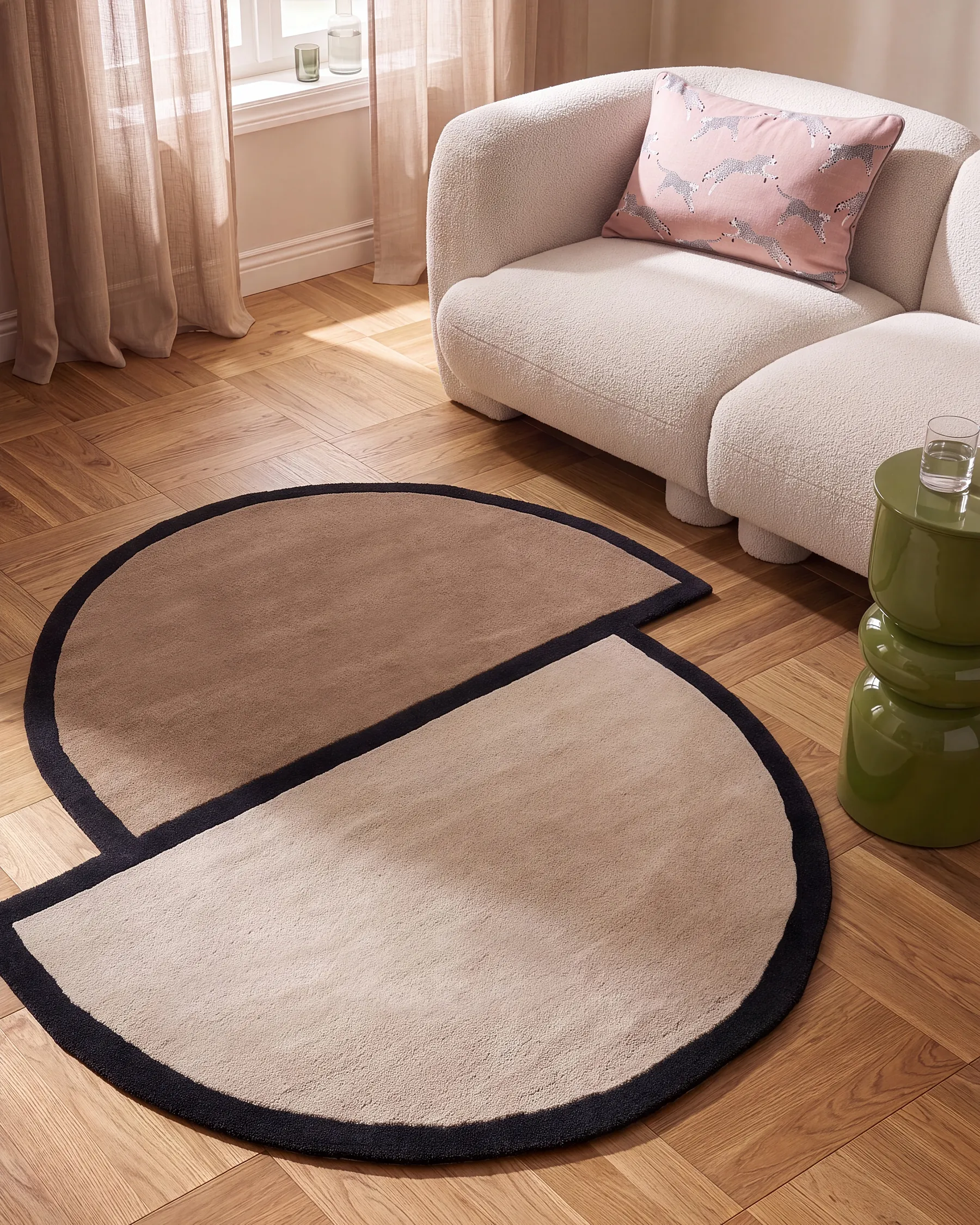 Rug SAKARO Taupe ø 160 cm Wool_1144406