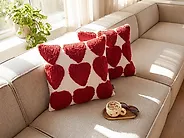 Koristetyynysetti 2 kpl MINGORA 45 x 45 cm Puuvilla Punainen Sydänkuvio_1178857
