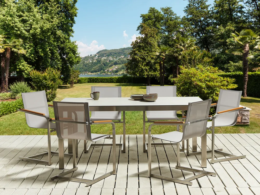 Garden Dining Table COSOLETO 180 cm 90 cm Glass White