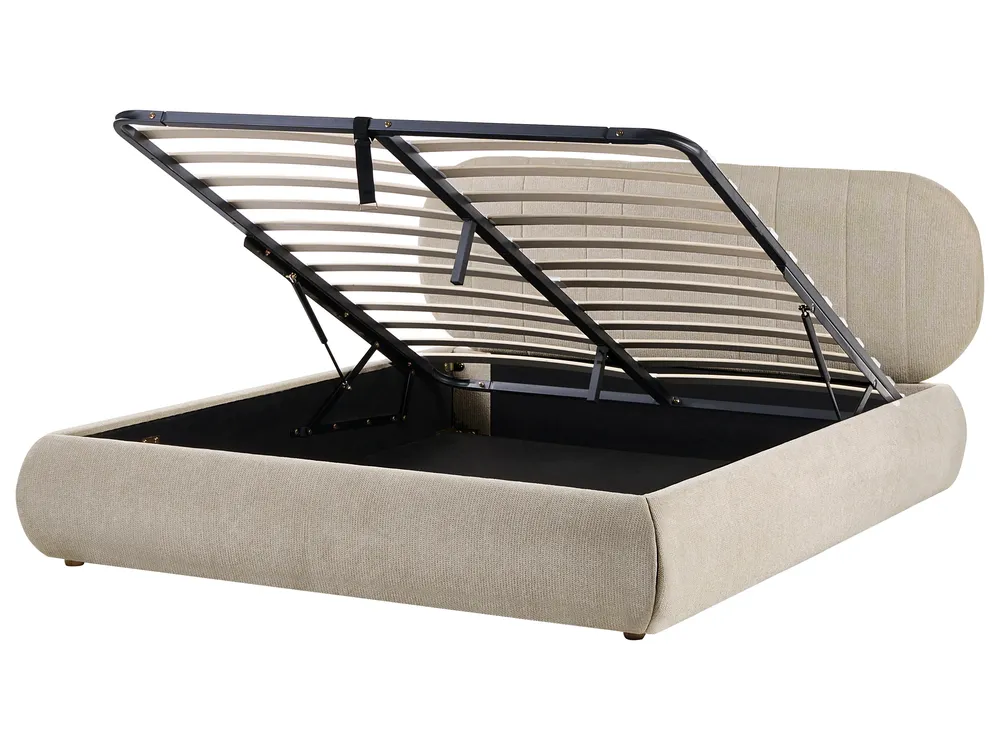 Ottoman Bed CAMPAN Fabric Taupe 160 x 200 cm (EU King Size)_1056140