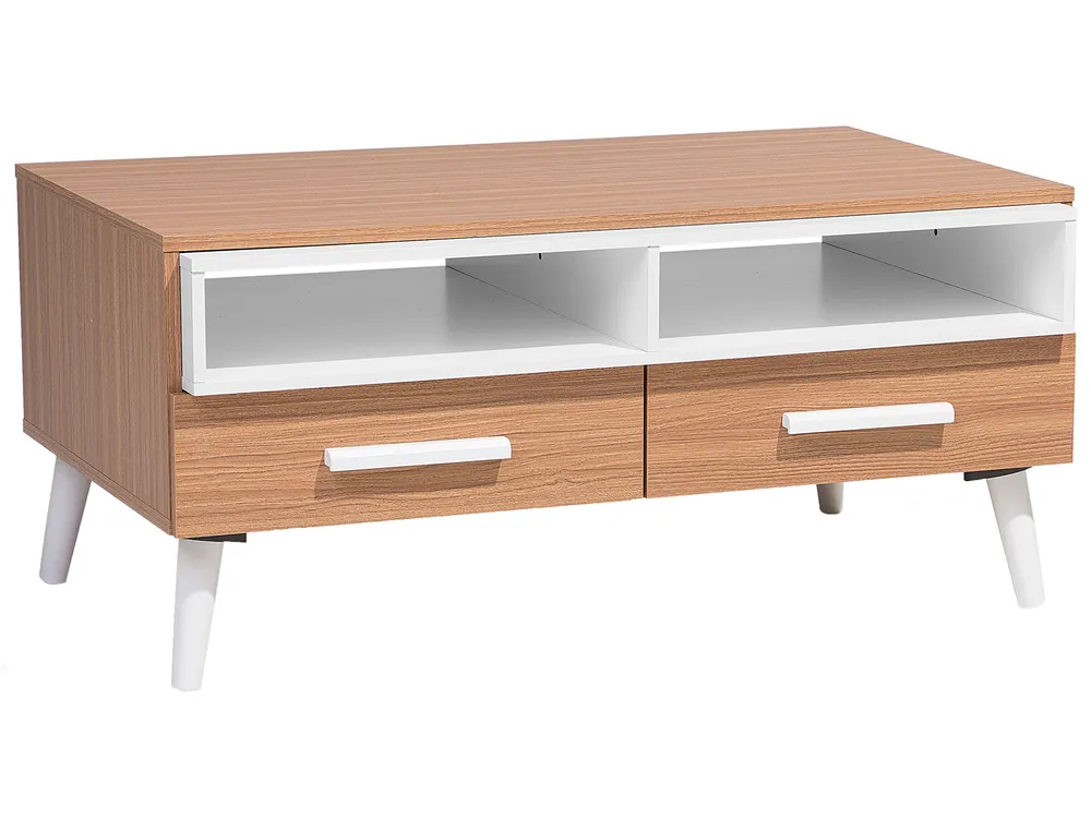 Coffee Table ALLOA with Storage Light Brown/ White