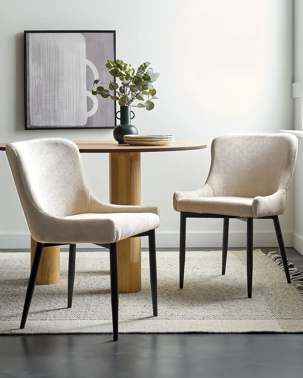 Set of 2 Dining Chairs EVERLY Fabric Light Beige_1183731
