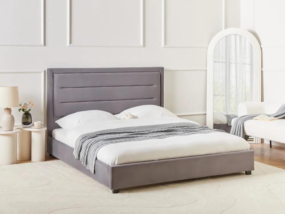 Bed Velvet ROUEN 160 x 200 cm (EU King Size) Dark Grey