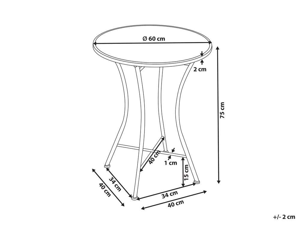 Bistro Table COLLIO 60 cm 60 cm Metal Black_1066053