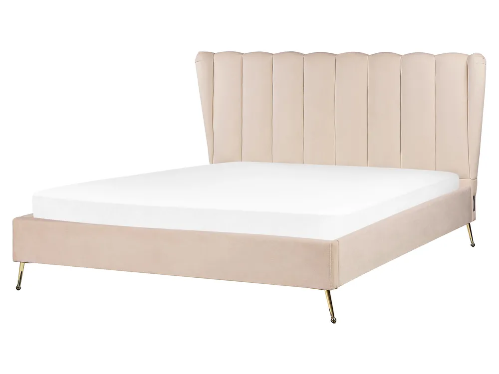 Bed Velvet MIRIBEL 160 x 200 cm (EU King Size) Beige