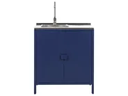 3 Piece Outdoor Kitchen Set with Sink VILAMA Blue Metal_974901