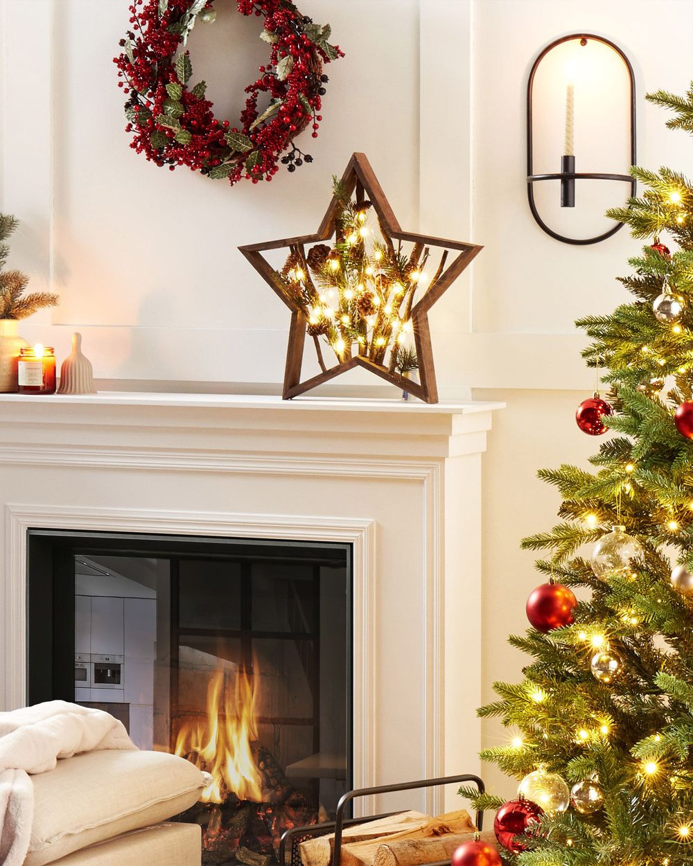 Adventsstjärna LED DOKKA 46 cm Brun