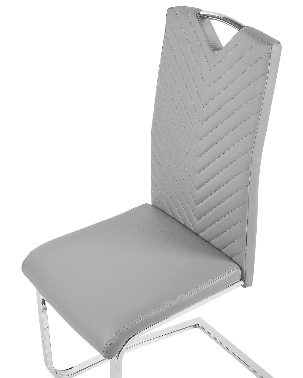 Set of 2 Dining Chairs PICKNES Faux Leather Light Grey_790025