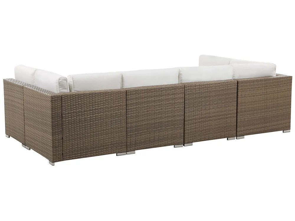 Garden Corner Sofa with Table 6 Seater BELVEDERE PE Rattan White_777782