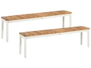 Set of 2 Garden Benches GIOVINAZZO 32 cm Acacia Wood Brown_1124713