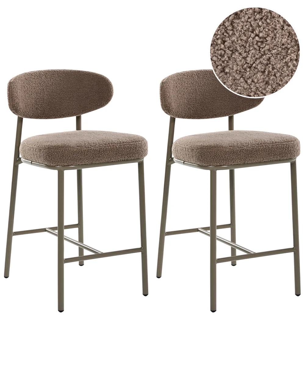 Set of 2 Bar Chairs UNITY Boucle Taupe