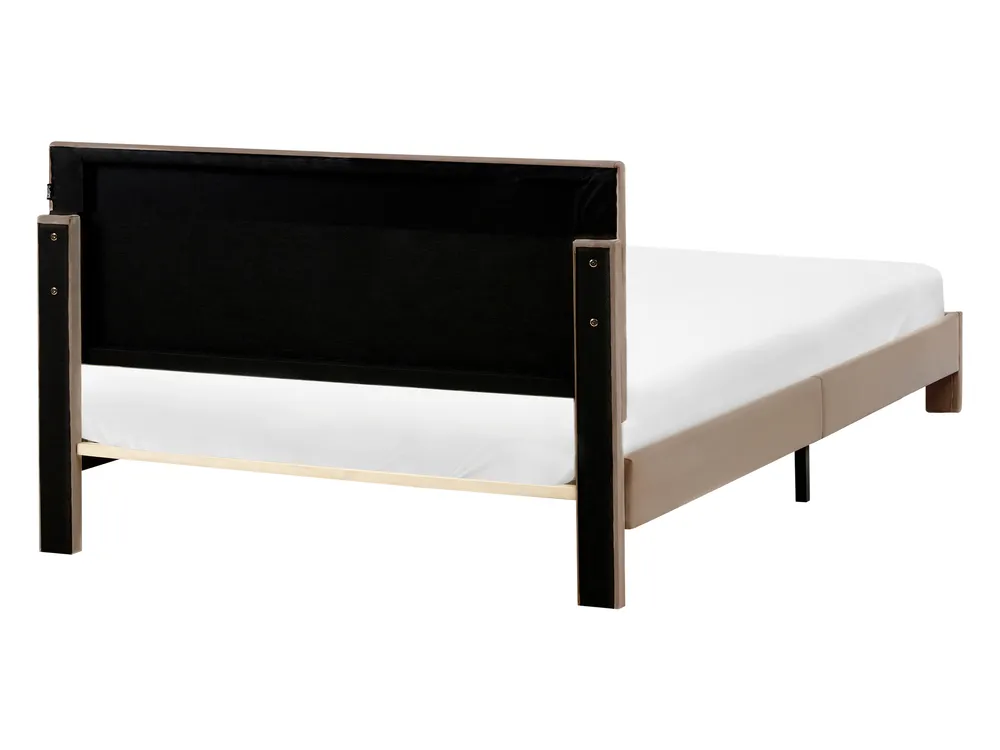 Bed with Storage Drawers LONZAC Velvet Taupe 140 x 200 cm (EU Double)_1014832