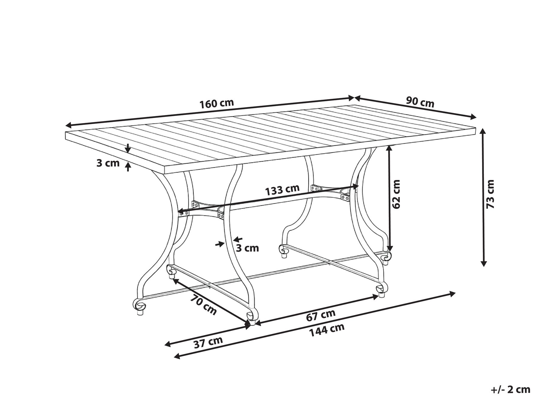 Garden Dining Table LASCARI 160 cm 90 cm Acacia Wood Light Brown_1075094