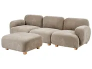 Modular Sofa 3 Seater AMLI with Ottoman Fabric Beige_1070327