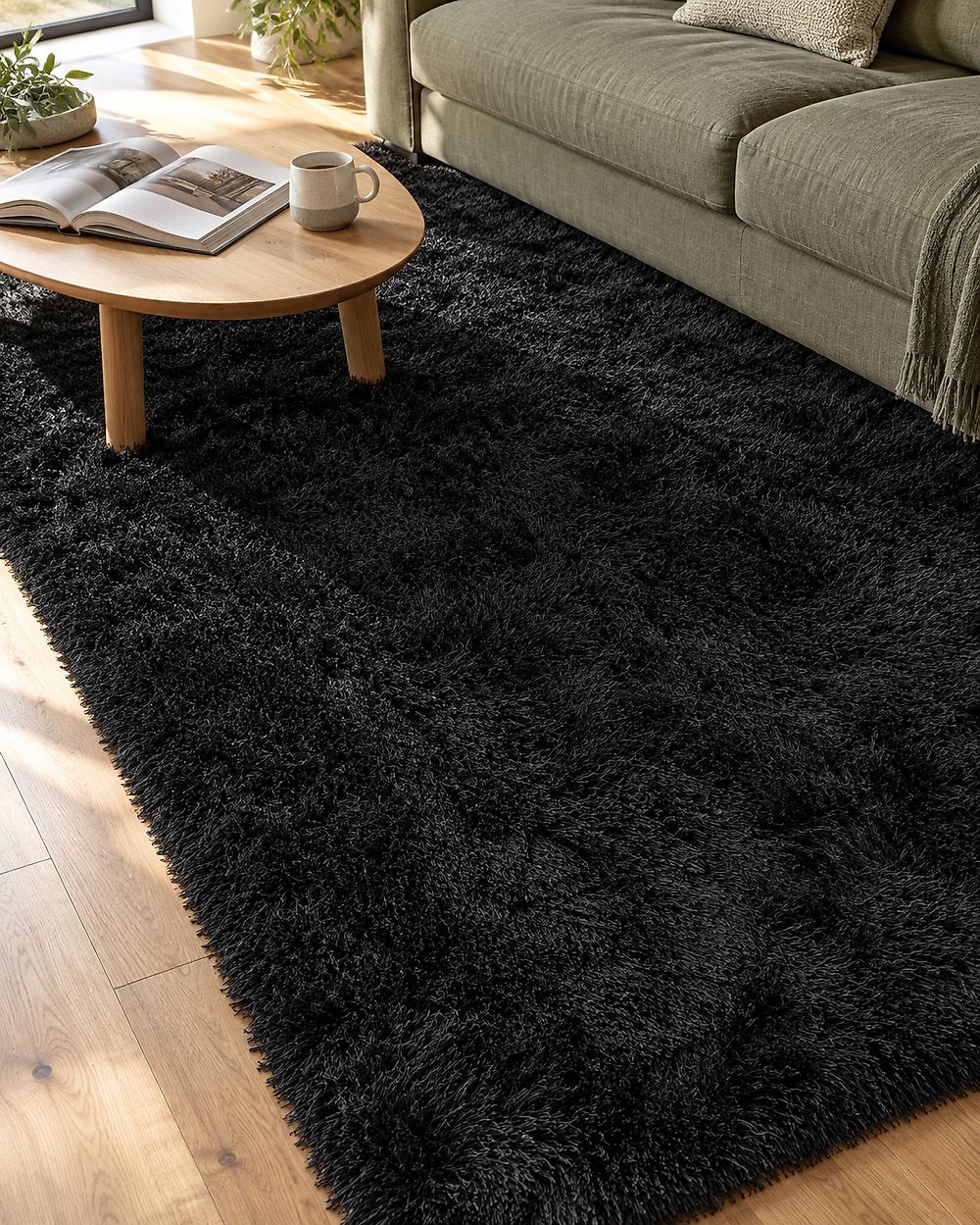 Shaggy Rug CIDE Black 160 x 230 cm