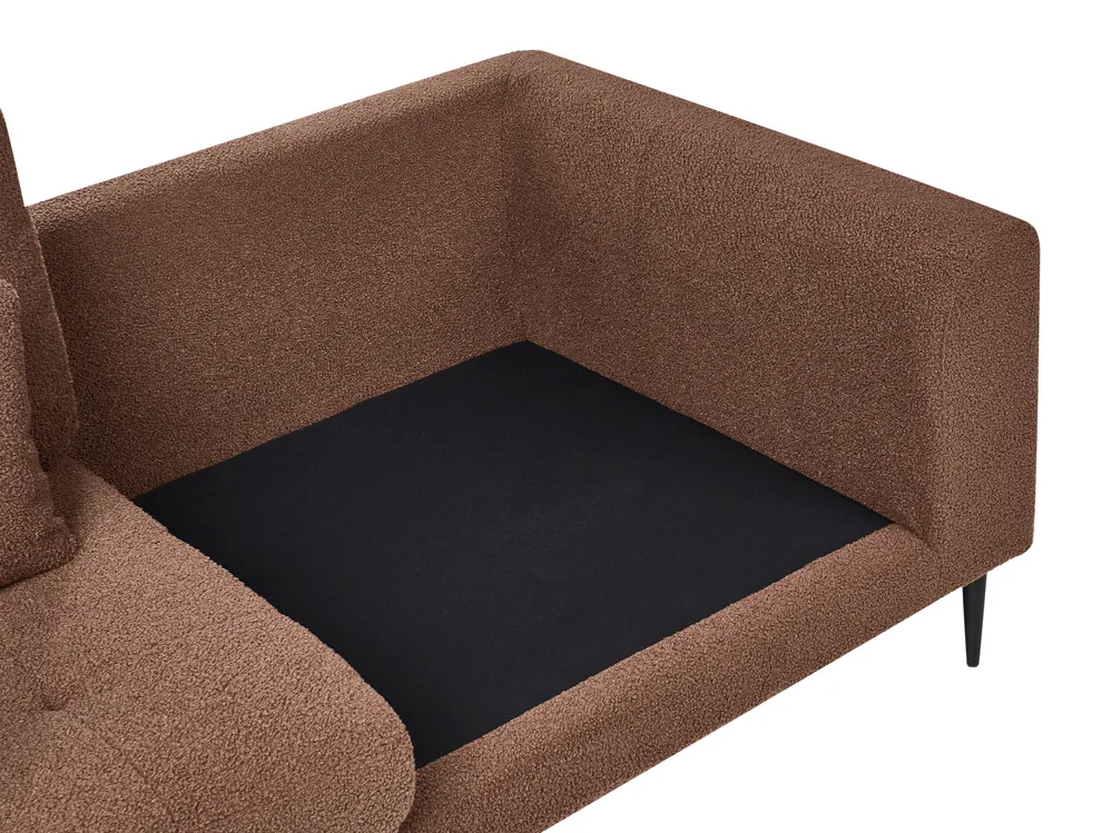 Corner Sofa 3 Seater FLAM Boucle Brown Right Hand_1034029
