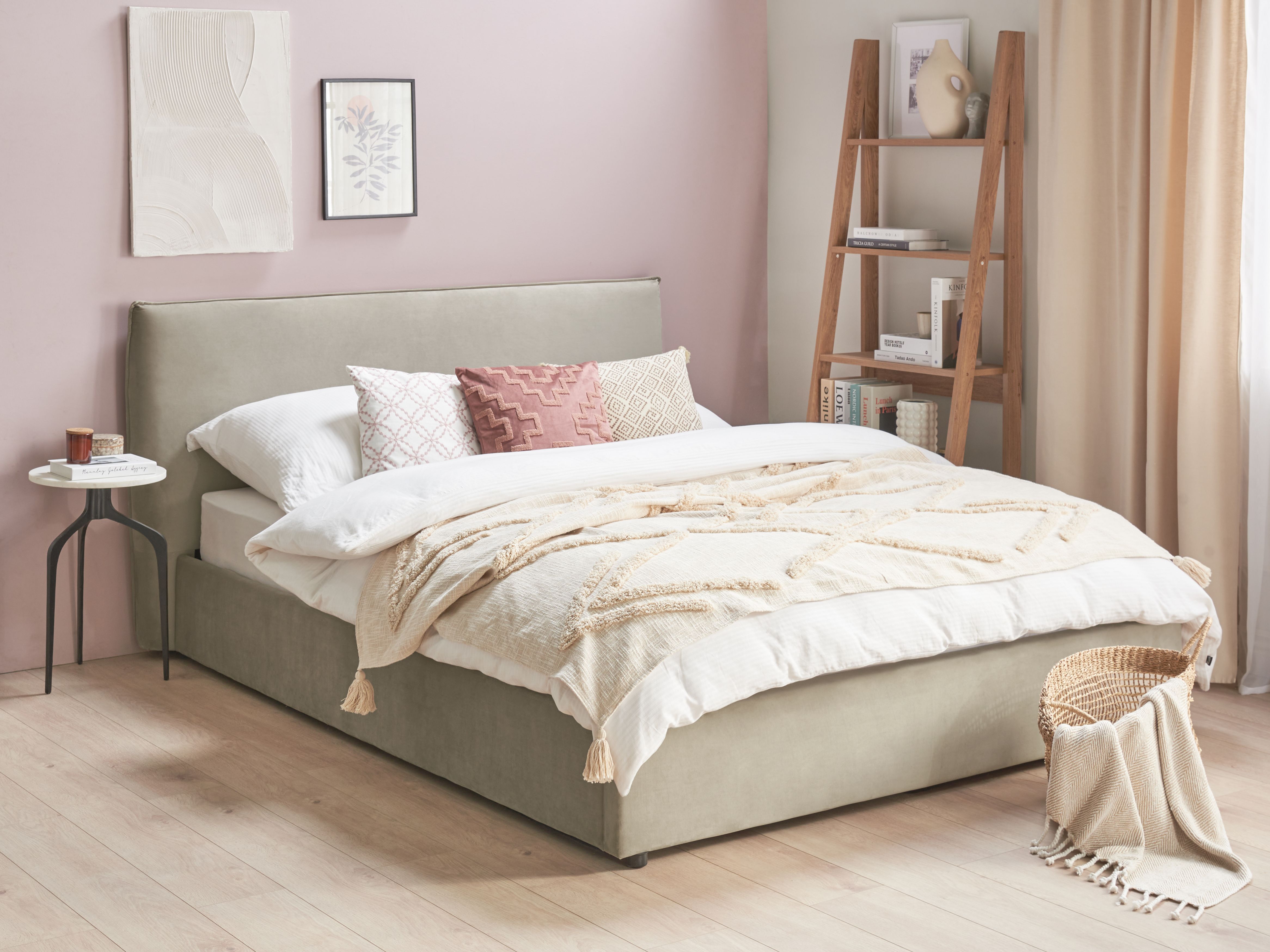 Säng med förvaring LAVAUR Sammet Taupe 160 x 200 cm_1182417