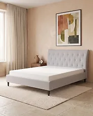 Bed Fabric SAVERNE 160 x 200 cm (EU King Size) Light Grey_1182312