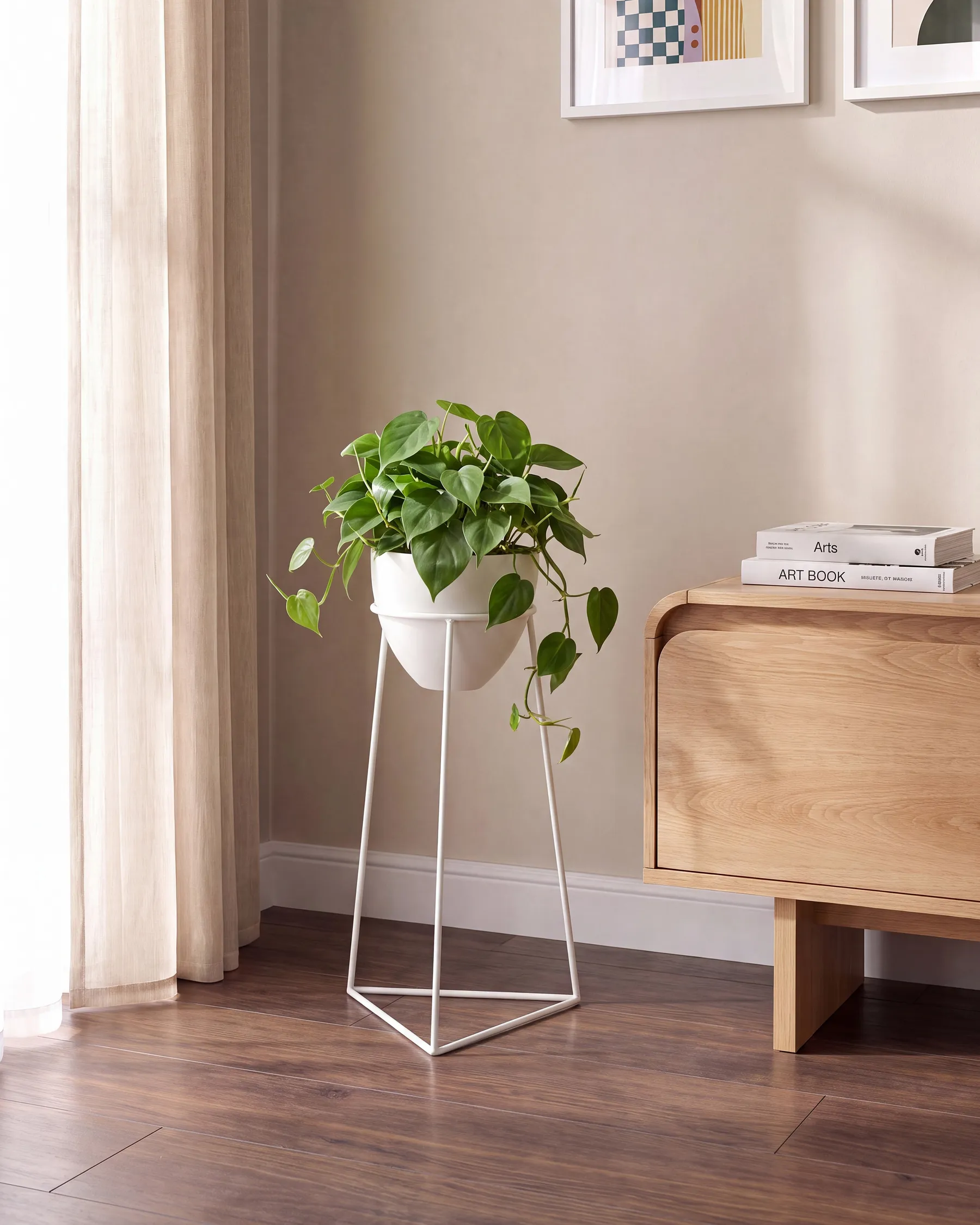 Elevated Plant Pot LIPARIS 30 cm Metal White_1117167