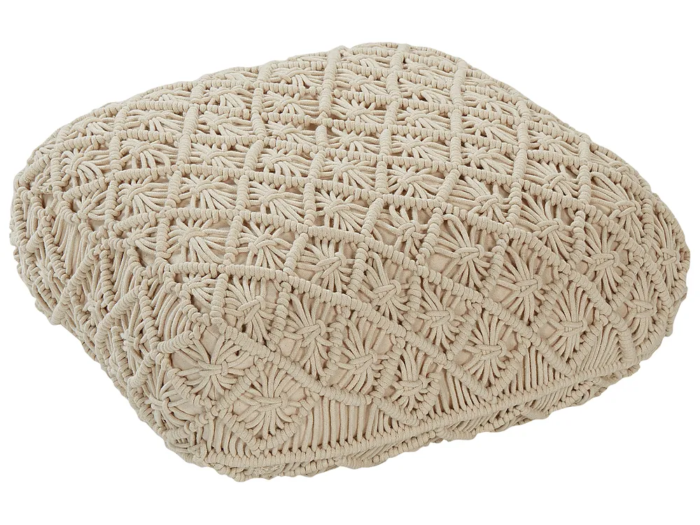 Sittpuff Makramé BERRECHID Bomull Beige_830761