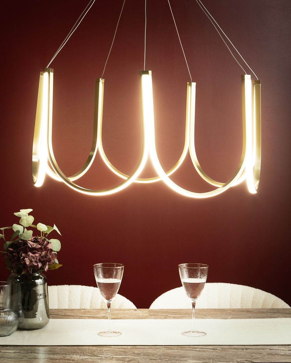 LED Chandelier PERQUENO Metal Gold