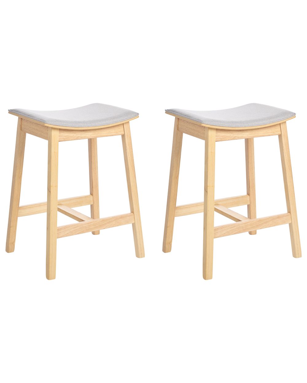 Set of 2 Bar Stools DIXON Wood Light Brown/ Grey