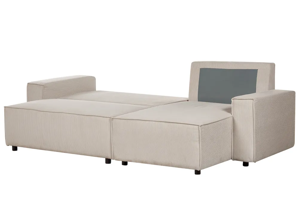 Corner Sofa Bed 3 Seater ABACKA Corduroy Beige Left Hand_896781