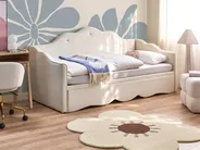 Utdragbar säng Sammet LORETTE 90 x 200 cm Ljusbeige_1080999