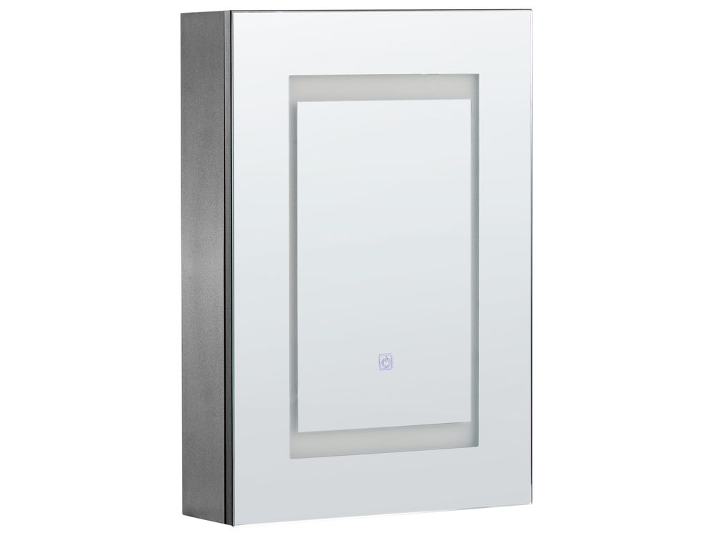Bathroom Wall Mounted Mirror Cabinet LED MALASPINA 40 cm x 60 cm Black