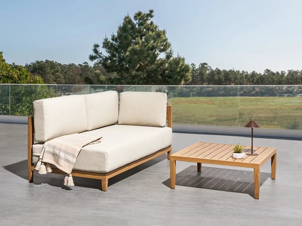 Garden Sofa with Table 2 Seater SAMPIERI Metal Light Brown_1030038