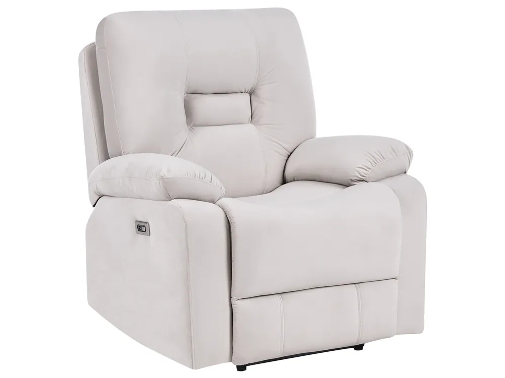 Soffgrupp med elektrisk reclinerfunktion 6-sits BERGEN med USB-port Sammet Ljusbeige_1064830