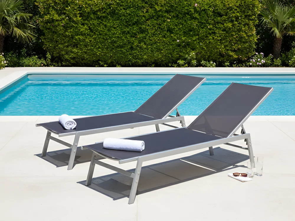 Sun Lounger NOLI Reclining Metal Black