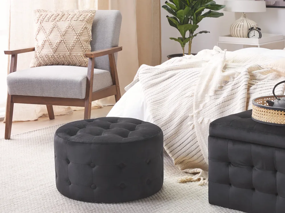 Pouffe TAMPA Velvet Black