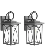 Set of 2 Outdoor Wall Lights BUZAU Black_1102692