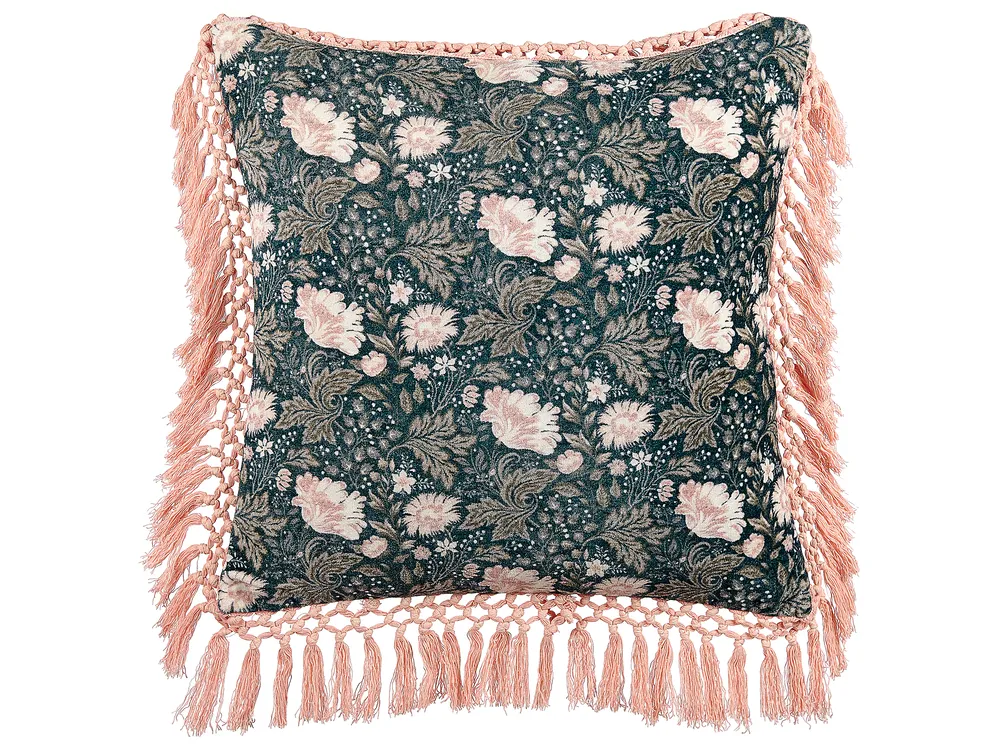 Koristetyynysetti 2 kpl PARROTIA 45 x 45 cm Sametti Sinivihreä Kukkakuvio_839009