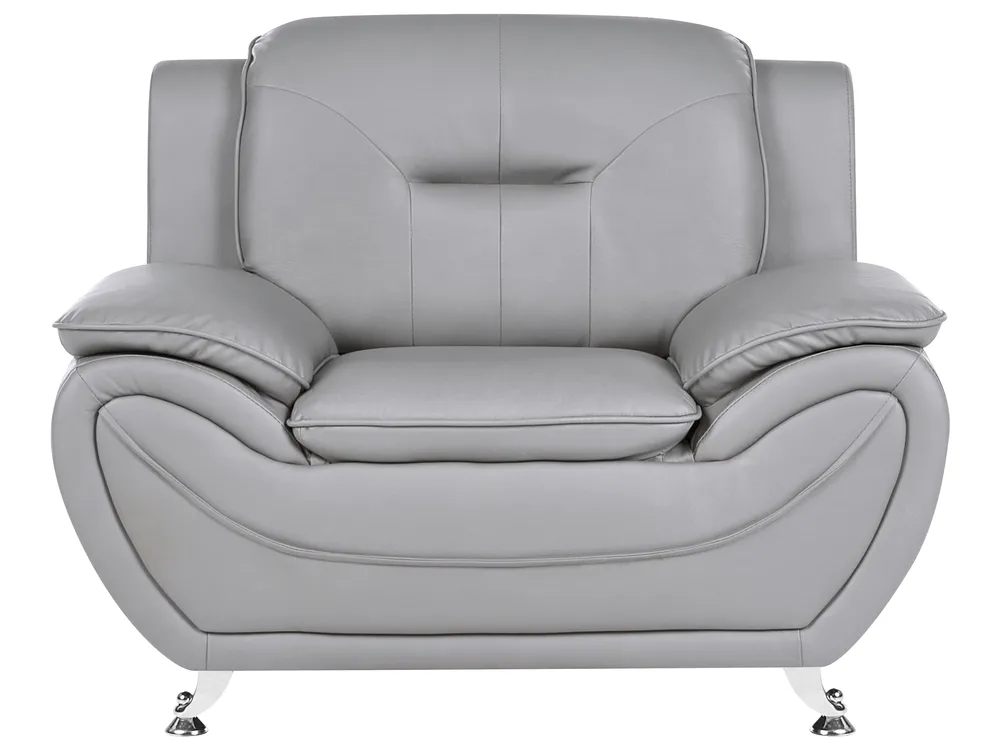 Living Room Set 6 Seater LEIRA Faux Leather Grey_1058673