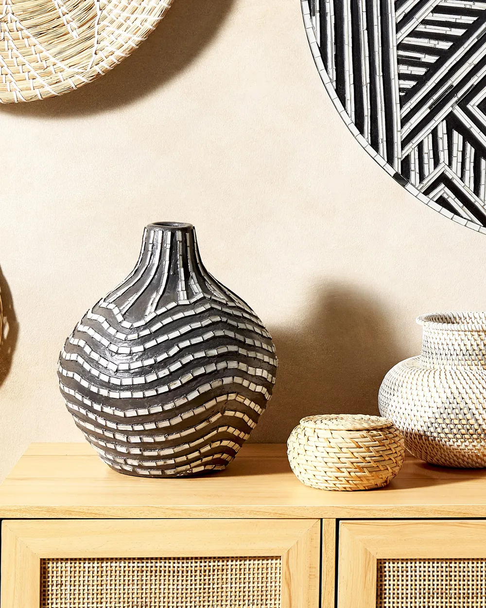 Decorative Vase KUALU 35 cm Ceramic Black