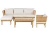 Garden Lounge Set with Table 4 Seater CREMONA Acacia Wood Light Brown/ Off-White Right Hand